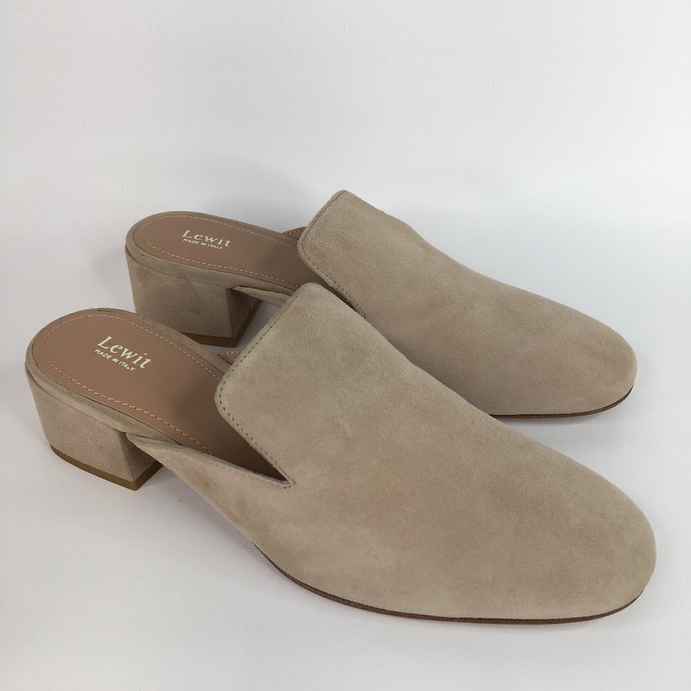 Lewit Bianca Beige Suede Mules Size 37.5. NWOT